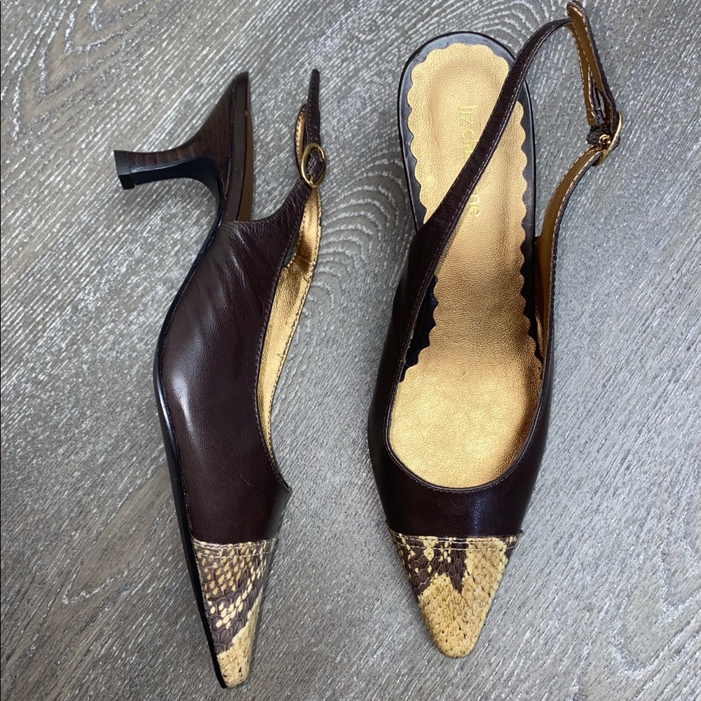 Liz Claiborne Leather Brown Snakeskin Pumps 6M